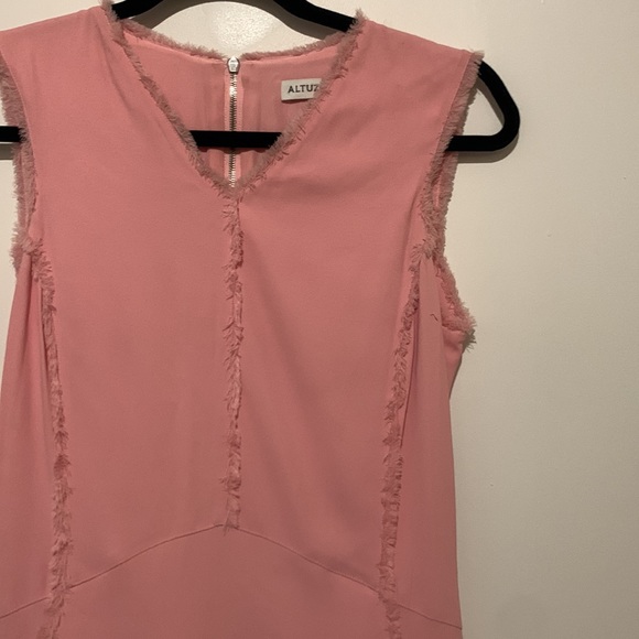 ALTUZARRA “Doe” frayed-edge a-line midi dress in pink - Picture 3 of 6